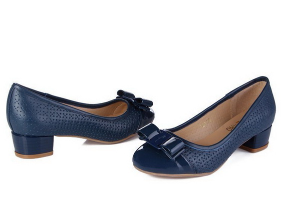 Ferragamo Shallow mouth Block heel Shoes Women--016
